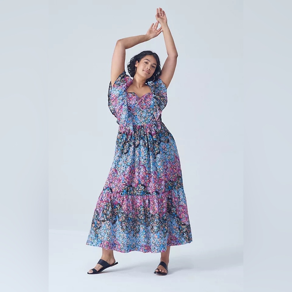 anthropologie Clementina Eyelet Maxi Dress